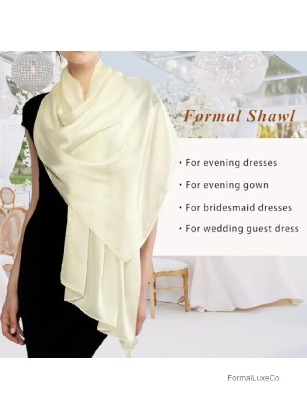 Silky Chiffon Pashmina Shawl Wrap for Evening Dress Wedding Scarf
